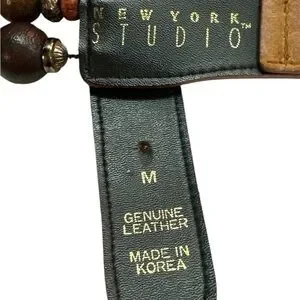 New York Studio Genuine Belt Different Beading In Between Leather At Ends M New York Studio | Accessories | New York Studio Genuine Belt  main image 2